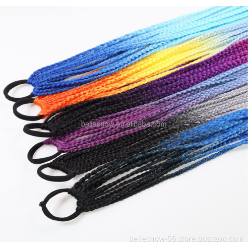 Hot sell Ombre Mixed Color Straight Synthetic Ponytail Wrap Around Ponytail Colorful small pigtail hair circle color ponytail